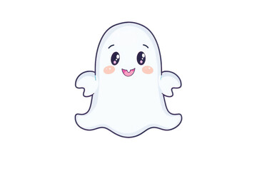 Obraz premium Cute cartoon ghost with a friendly smile, perfect for Halloween designs.