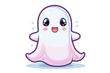 Obraz premium A cute, cartoon ghost with big eyes and a happy expression. It is floating in the air with a faint glow. Perfect for Halloween, spooky, or whimsical designs.