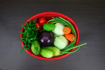 Farm-Fresh Vegetables and Essential Spices on Dark Wood Tabletop
