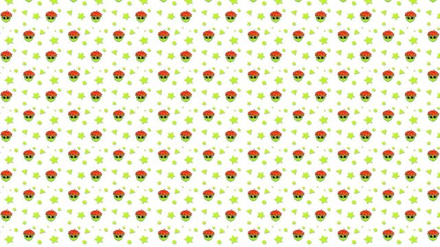 Cartoon Alien Boy and Green Stars Pattern. Perfect for children's projects, space-themed designs, educational videos, and creative child animations