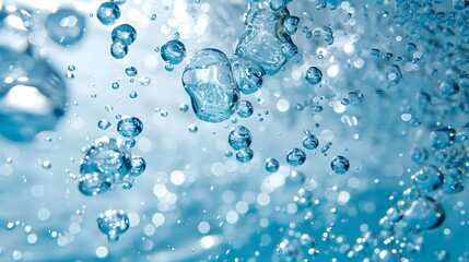 Bubbles Ascending Through Transparent Water,Airy and Serene Background