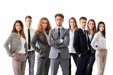 A group of business people isolated on a white background.