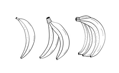 Banana fruit cartoon sketch icons set. Vector illustration concept of for diet, healthy food, doodle style.