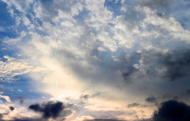 Dark rainy clouds in the sky. Beautiful rainy clouds.