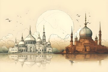 Fototapeta premium Illustrating faith: A hand-drawn study of sacred building designs.