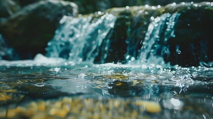 Pristine Mountain Stream with Crystal-Clear Water Flowing Through Scenic Landscape