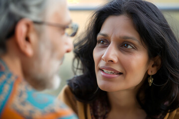 Engaging Conversation Between Mature Couple Outdoors