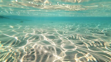Naklejka premium Transparent Tropical Water with Sandy Seabed Backdrop