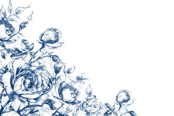 PNG  Elegant blue floral illustration