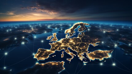 European telecom network linking france, germany, uk, italy for global finance communication