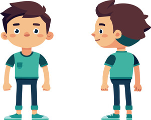 Fototapeta premium A cartoon boy with a blue shirt and blue jeans