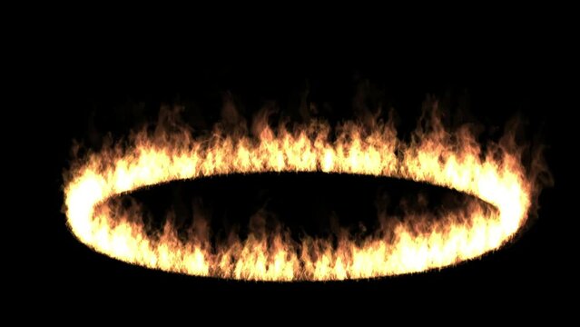 Movement oif ring of fire or circle of fire in burning bright, fiery energy in a hot, glowing design with fire, light, and energy element in black background