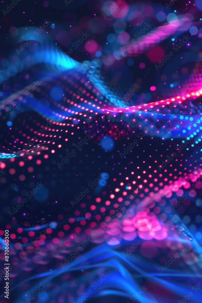 Poster a colorful abstract design featuring lights on a blue and pink background, suitable for use in desig