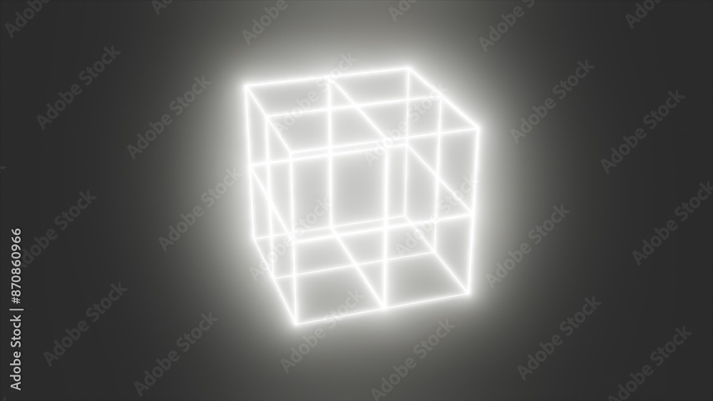 Poster grid white cube. computer generated 3d render