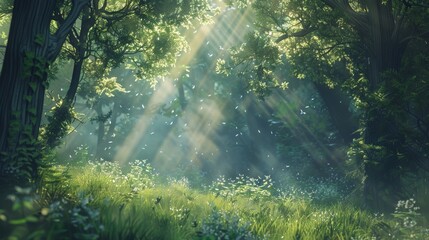 Sunbeams in the Forest.