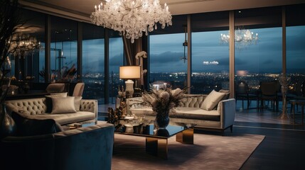glamour blurred penthouse interior