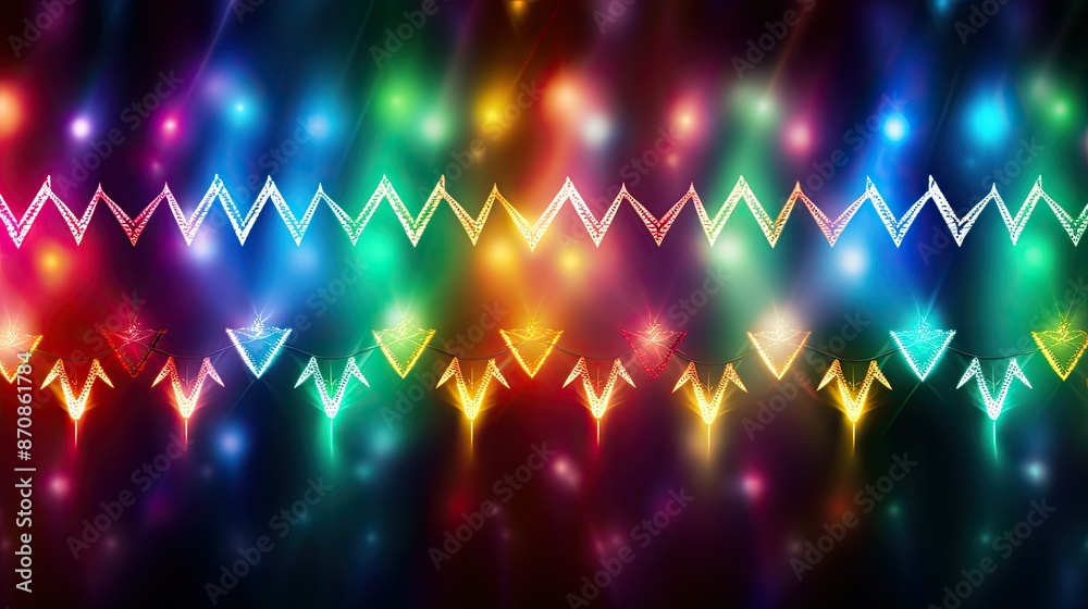 Poster cheerful christmas string lights transparent background