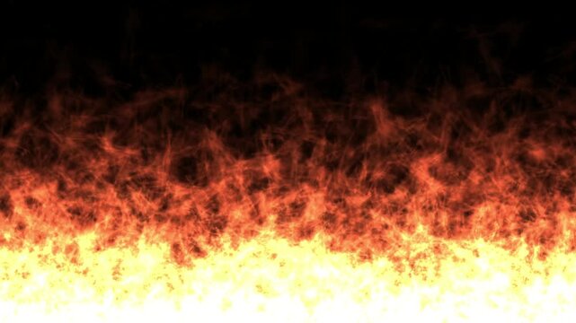 Movement of Raging orange and red flame on darkness in a fiery background, Fierce fire that shoots up from below, ready to burn everything