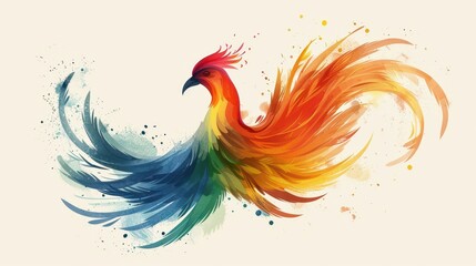 Obraz premium Watercolor Rooster with Vibrant Feathers