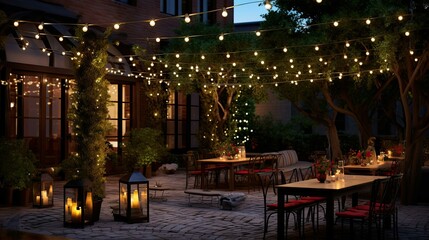 Naklejka premium outdoor string lights invitation