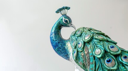 Obraz premium Close-up of a Colorful Peacock Figurine