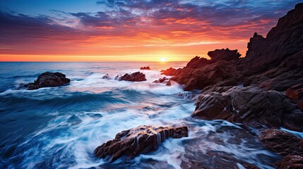 Fototapeta premium sunwaves dark blue ocean