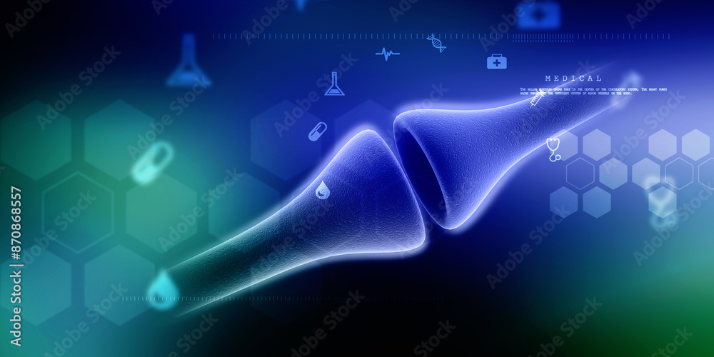 Wall mural 3d rendering synapse and neuron cells sending electrical chemical signals