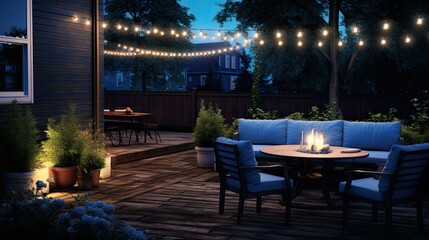 cozy blue string lights