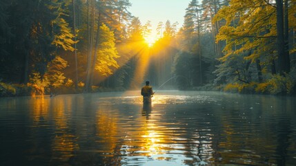 Man fishing in nature