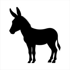 Simple donkey silhouette on white background. Donkey icon flat vector illustration design.