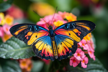 Obraz premium Close up beautiful butterfly on flower