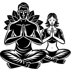 two yogis a man and a woman sit together in the