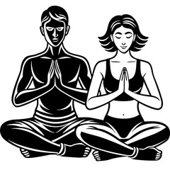 two yogis a man and a woman sit together in the