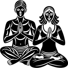 two yogis a man and a woman sit together in the