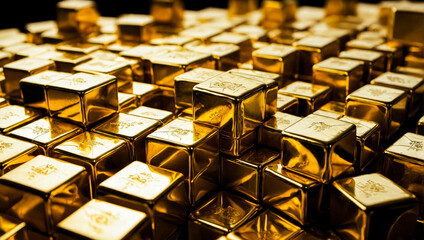 shiny gold cubes background, perfect for contemporary and futuristic design projects