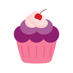Cupcake in Cute Cartoon Dessert Bakery Vector Illustration