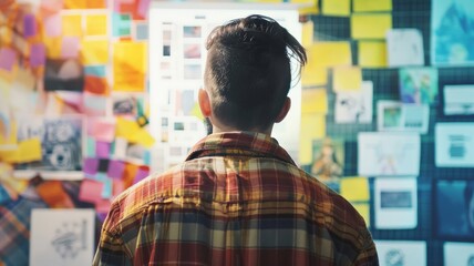 Fototapeta premium Creative Workspace with Colorful Sticky Notes and Photos