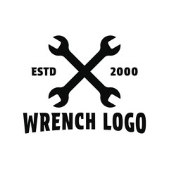 wrench crossed logo design concept vintage retro 
