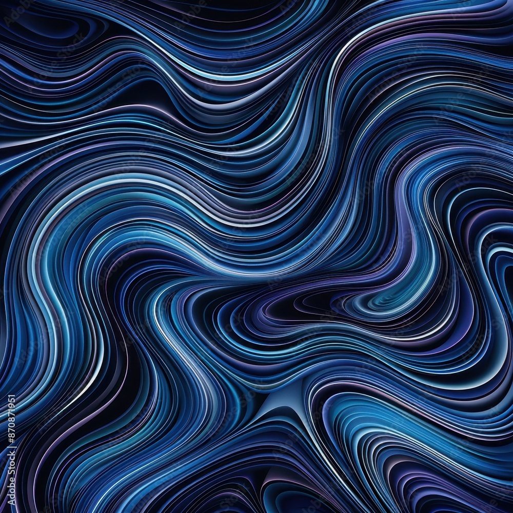Poster abstract fluid art with swirling blue, black, and white colors creating a mesmerizing pattern. ideal