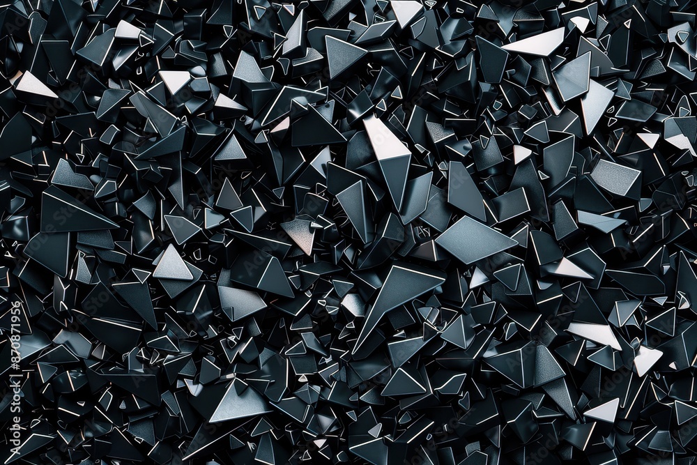 Poster Abstract background with dark geometric shapes and sharp angles, creating a complex and futuristic pattern in a low-poly style.