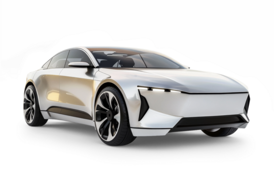 A car with futuristic design isolated from the white background