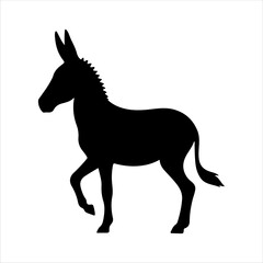 Cute donkey silhouette on white background. Donkey icon flat vector illustration design.