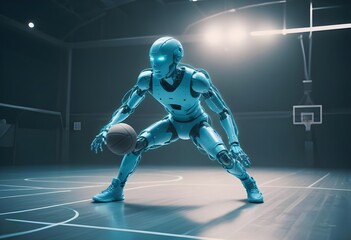 robot playing basketball