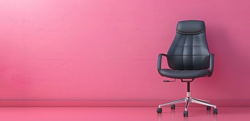 Work with black wheels on a pink floor and pink walls