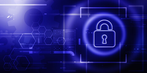 2d illustration Safety concept: Closed Padlock on digital background