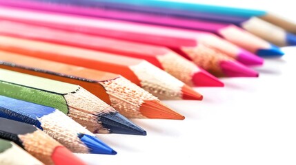 Pastel pencil clipart, stationary element, watercolor style, isolated on white background