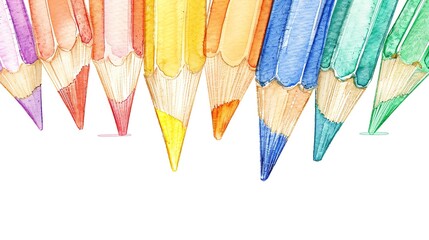 Stationary element pencil clipart, watercolor illustration, pastel colors, isolated on white background