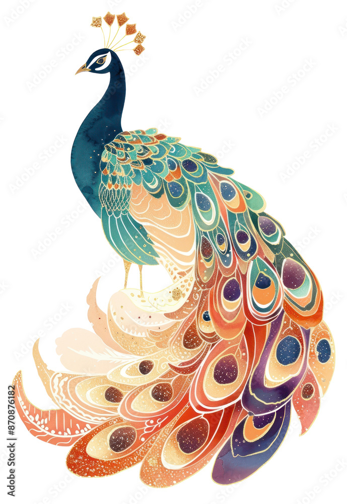 Sticker png peacock art animal bird.