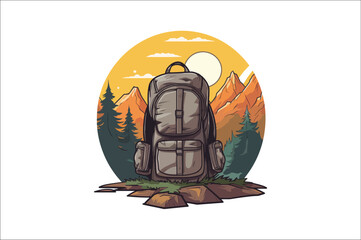 Backpack vector . Hiking Camping and climbing Backpack illustration. traveling Backpack. 