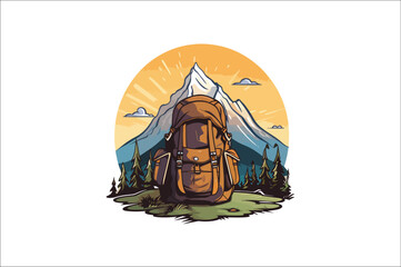 Backpack vector . Hiking Camping and climbing Backpack illustration. traveling Backpack. 